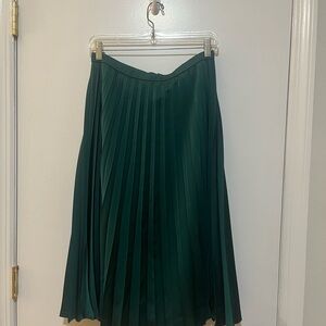 J.Crew Green Pleated Skirt